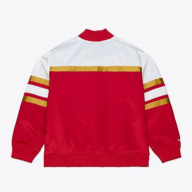 Men's Mitchell & Ness Scarlet San Francisco 49ers Head Coach Lightweight Full-Snap Satin Jacket