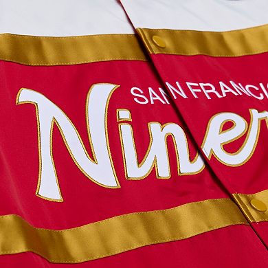 Men's Mitchell & Ness Scarlet San Francisco 49ers Head Coach Lightweight Full-Snap Satin Jacket