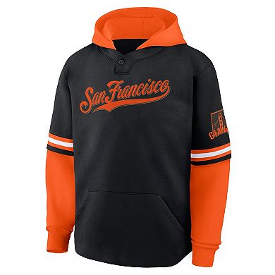 Men's Fanatics Black/Orange San Francisco Giants Oversized Fire Speed Layered Hoodie