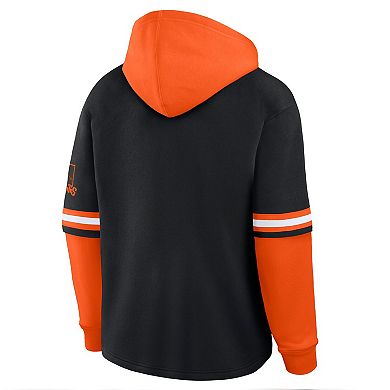 Men's Fanatics Black/Orange San Francisco Giants Oversized Fire Speed Layered Hoodie