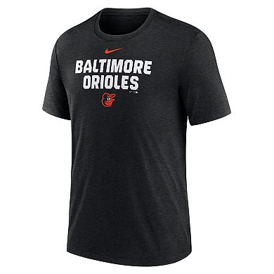 Men's Nike Heather Black Baltimore Orioles Stacked Tri-Blend T-Shirt