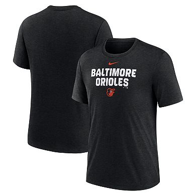 Men's Nike Heather Black Baltimore Orioles Stacked Tri-Blend T-Shirt