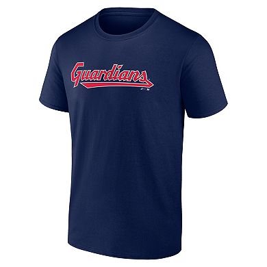 Men's Logo Athletic Navy Cleveland Guardians Wordmark T-Shirt