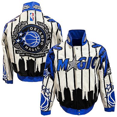 Men's Jeff Hamilton White Orlando Magic Hometown Local Premium Leather Full-Snap Jacket