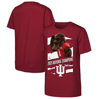 Youth Outerstuff Crimson Indiana Hoosiers College Football Playoff 2025 National Champions Mascot T-Shirt