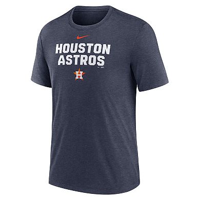 Men's Nike Heather Navy Houston Astros Stacked Tri-Blend T-Shirt