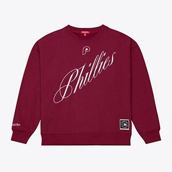 Women's Mitchell & Ness Burgundy Philadelphia Phillies Script Sweatshirt