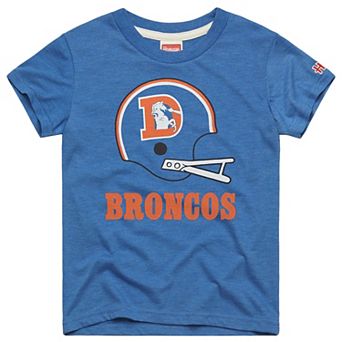 Youth Homage Royal Denver Broncos Big Helmet Tri-Blend T-Shirt