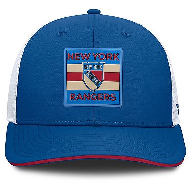 Men's Fanatics Blue/White New York Rangers Centennial Authentic Pro Structured Trucker Adjustable Hat