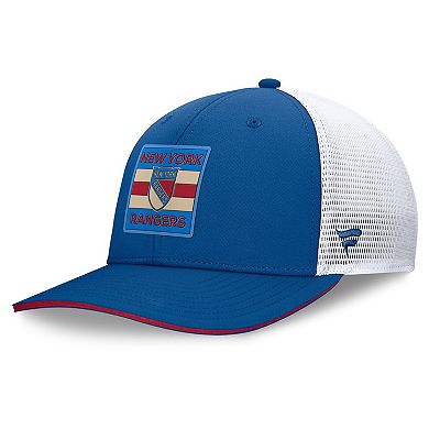 Men's Fanatics Blue/White New York Rangers Centennial Authentic Pro Structured Trucker Adjustable Hat