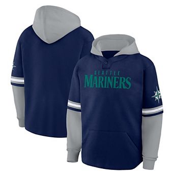 Men's Fanatics Navy/Gray Seattle Mariners Oversized Fire Speed​ Layered Hoodie