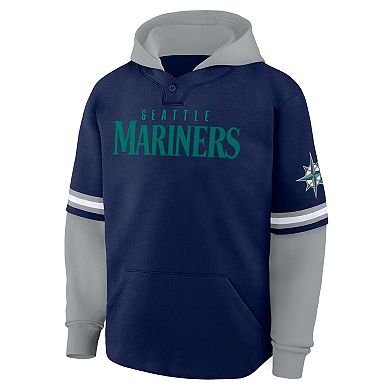 Men's Fanatics Navy/Gray Seattle Mariners Oversized Fire Speed Layered Hoodie