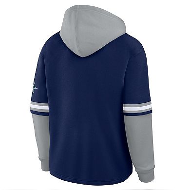 Men's Fanatics Navy/Gray Seattle Mariners Oversized Fire Speed Layered Hoodie