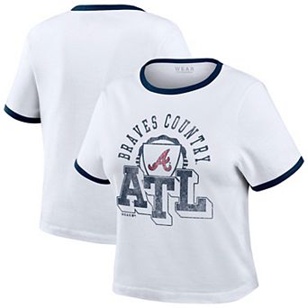 Women's WEAR by Erin Andrews White Atlanta Braves Ringer Baby T-Shirt