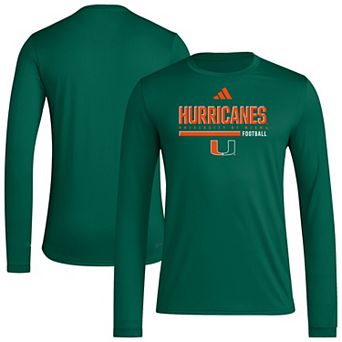 Men's adidas Green Miami Hurricanes Wordmark Pregame AEROREADY Long Sleeve T-Shirt