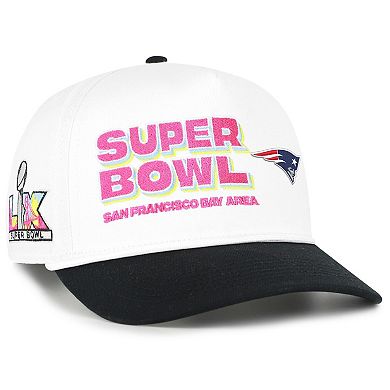 Men's '47 White/Black New England Patriots Super Bowl LX Stacked Hitch Adjustable Hat