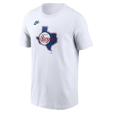 Men's Nike White Texas Rangers Cooperstown Collection Logo T-Shirt