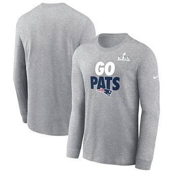 Men's Nike Heather Gray New England Patriots Super Bowl LX Fast As Fast Gets Long Sleeve T-Shirt