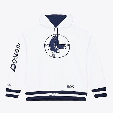 Men's Mitchell & Ness White Boston Red Sox Cooperstown Collection Fleece Hoodie