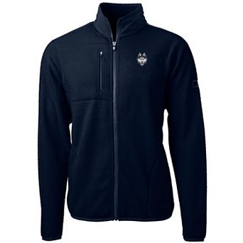Men's Cutter & Buck Navy UConn Huskies Team Logo Cascade Eco Sherpa Fleece Full-Zip Jacket