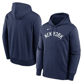 Men's Nike Navy New York Yankees Primary Wordmark Therma Hoodie