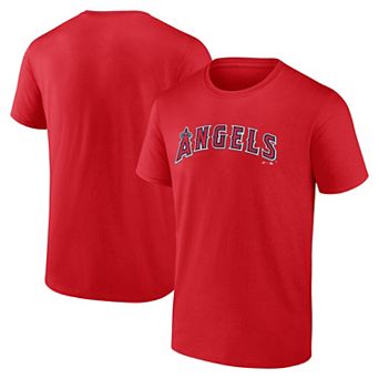 Men's Logo Athletic Red Los Angeles Angels Wordmark T-Shirt