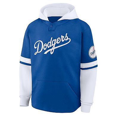 Men's Fanatics Royal/White Los Angeles Dodgers Oversized Fire Speed Layered Hoodie