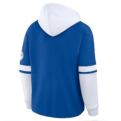 Men's Fanatics Royal/White Los Angeles Dodgers Oversized Fire Speed Layered Hoodie
