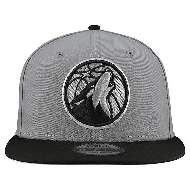 Men's New Era Gray Minnesota Timberwolves Core Logo Storm Gray Two-Tone 9FIFTY Snapback Hat