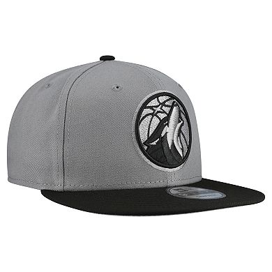 Men's New Era Gray Minnesota Timberwolves Core Logo Storm Gray Two-Tone 9FIFTY Snapback Hat