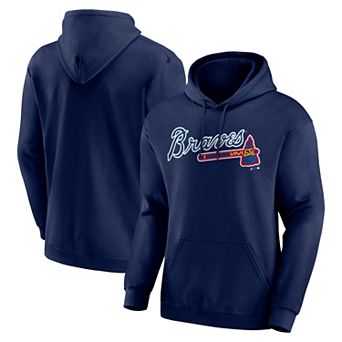 Men's Logo Athletic Navy Atlanta Braves Wordmark Hoodie