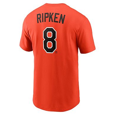 Men's Nike Cal Ripken Jr. Orange Baltimore Orioles Cooperstown Collection Name & Number T-Shirt