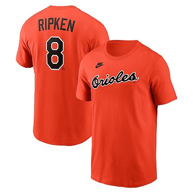Men's Nike Cal Ripken Jr. Orange Baltimore Orioles Cooperstown Collection Name & Number T-Shirt