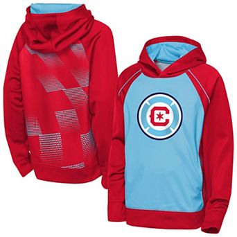 Youth Outerstuff Light Blue/Red Chicago Fire Striker Fleece Hoodie