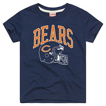 Youth Homage Navy Chicago Bears Helmet Retro Tri-Blend T-Shirt