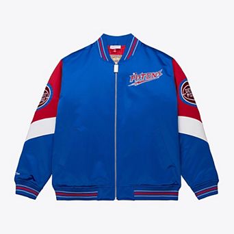 Men's Mitchell & Ness Royal Detroit Pistons Throw it Back Vintage Heavyweight Full-Zip Satin Jacket