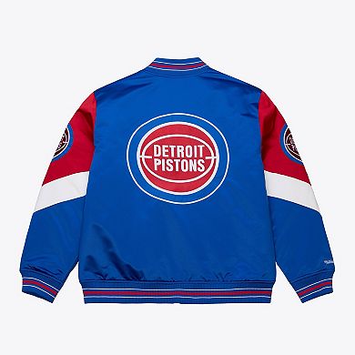 Men's Mitchell & Ness Royal Detroit Pistons Throw it Back Vintage Heavyweight Full-Zip Satin Jacket