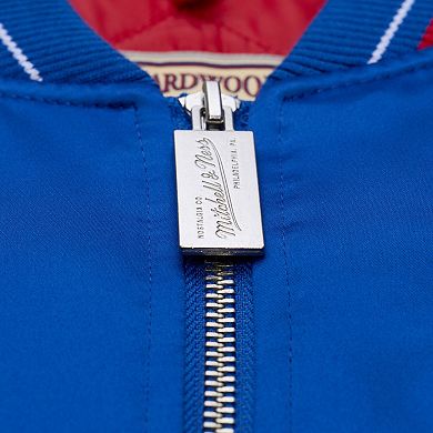 Men's Mitchell & Ness Royal Detroit Pistons Throw it Back Vintage Heavyweight Full-Zip Satin Jacket