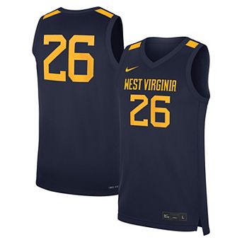 Men's Nike #26 Navy West Virginia Mountaineers Road Replica Basketball Jersey