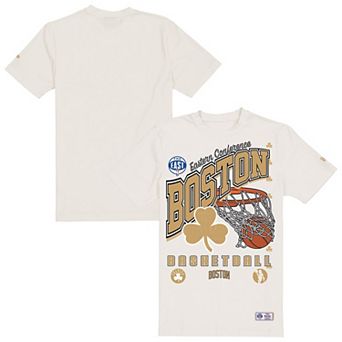 Men's New Era Cream Boston Celtics Oversized City Edition Remix Vintage T-Shirt