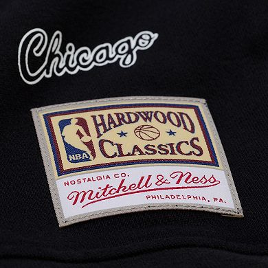 Women's Mitchell & Ness Black Chicago Bulls Hardwood Classics Script Lightweight Sweatshirt