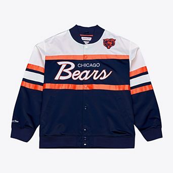Men's Mitchell & Ness Navy Chicago Bears Head Coach Lightweight Full-Snap Satin Jacket