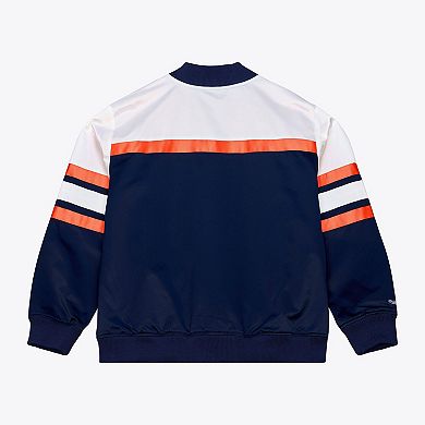 Men's Mitchell & Ness Navy Chicago Bears Head Coach Lightweight Full-Snap Satin Jacket