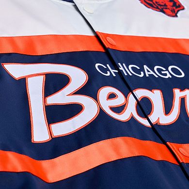 Men's Mitchell & Ness Navy Chicago Bears Head Coach Lightweight Full-Snap Satin Jacket