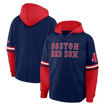 Men's Fanatics Navy/Red Boston Red Sox Oversized Fire Speed​ Layered Hoodie