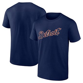 Men's Logo Athletic Navy Detroit Tigers Wordmark T-Shirt