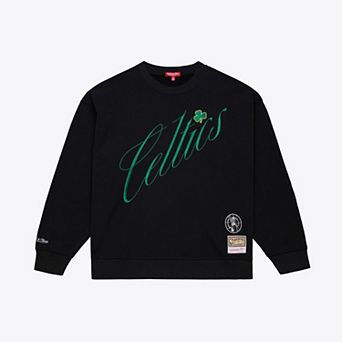 Women's Mitchell & Ness Black Boston Celtics Hardwood Classics Script Lightweight Sweatshirt