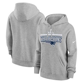 Women's Nike Heather Gray New England Patriots 2025 AFC Champions Locker Room Trophy Collection Club Fleece Hoodie
