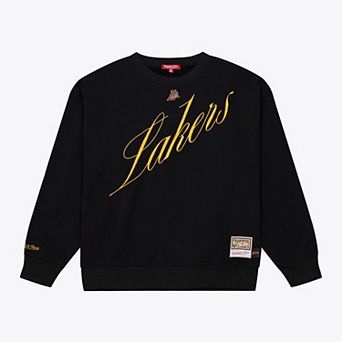 Women's Mitchell & Ness Black Los Angeles Lakers Hardwood Classics Script Lightweight Sweatshirt