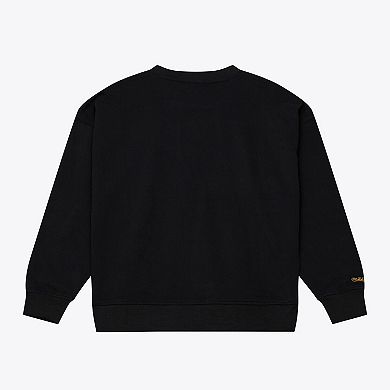 Women's Mitchell & Ness Black Los Angeles Lakers Hardwood Classics Script Lightweight Sweatshirt